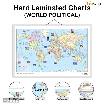 Stylish Set Of 2 Indian Road Guide Political And World Political Map Educational Chart-thumb3