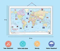 Stylish Set Of 2 Indian Road Guide Political And World Political Map Educational Chart-thumb4