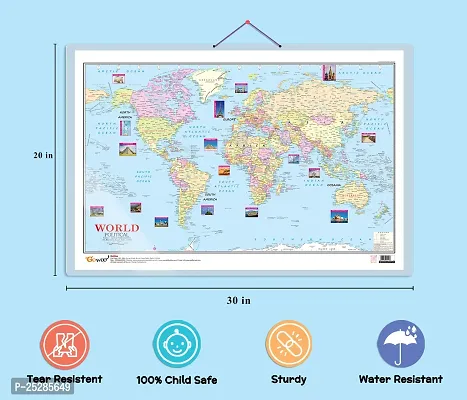 Stylish Set Of 2 Indian Road Guide Political And World Political Map Educational Chart-thumb5