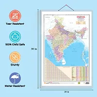 Stylish Set Of 2 Indian Road Guide Political And World Political Map Educational Chart-thumb3