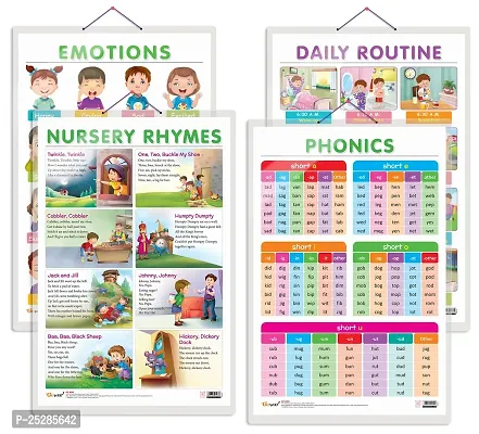 Stylish Set Of 4 Emotions Daily Routine Nursery Rhymes And Phonics 1 Charts