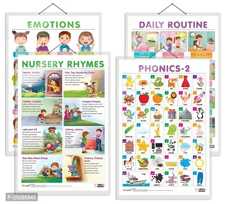 Stylish Set Of 4 Emotions Daily Routine Nursery Rhymes And Phonics 2 Charts