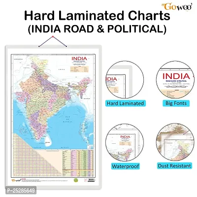 Stylish Set Of 2 Indian Road Guide Political And World Political Map Educational Chart-thumb2