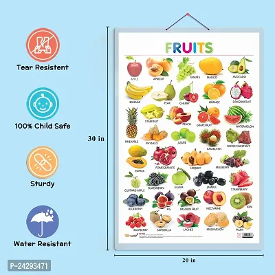 Fruits Early Learning Educational Chart for Kids | 20X30 inch |Non-Tearable and Waterproof | Double Sided Laminated | Perfect for Homeschooling, Kindergarten and Nursery Students-thumb2