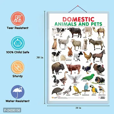 Domestic Animals and Pets Early Learning Educational Chart for Kids | 20X30 inch |Non-Tearable and Waterproof | Double Sided Laminated |-thumb5