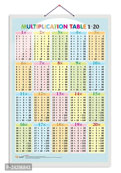 Multiplication Table 1-20 Early Learning Educational Chart for Kids | 20X30 inch |Non-Tearable and Waterproof | Double Sided Laminated | Perfect for Homeschooling, Kindergarten and Nursery Students.