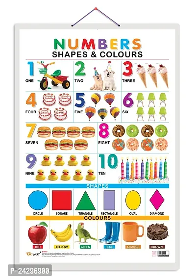 Numbers, Shapes  Colours Early Learning Educational Chart for Kids | 20X30 inch |Non-Tearable and Waterproof | Double Sided Laminated | Perfect for Homeschooling, Kindergarten and Nursery Students.