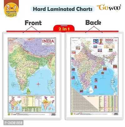 2 IN 1 INDIA POLITICAL AND PHYSICAL MAP IN ENGLISH Educational Charts | 20X30 inch |Non-Tearable and Waterproof | Double Sided Laminated |Useful For Preparation Of SSC, UPSC, RRB, IES.-thumb0
