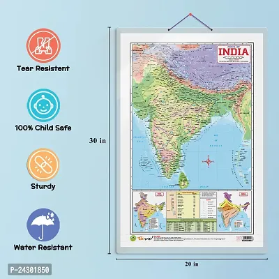 2 IN 1 INDIA POLITICAL AND PHYSICAL MAP IN ENGLISH Educational Charts | 20X30 inch |Non-Tearable and Waterproof | Double Sided Laminated |Useful For Preparation Of SSC, UPSC, RRB, IES.-thumb5