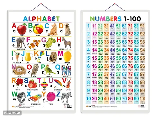 Set of 2 Alphabet and Numbers 1-100 Early Learning Educational Charts for Kids | 20X30 inch |Non-Tearable and Waterproof | Double Sided Laminated | Perfect for Homeschooling.