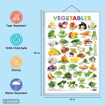 Set of 3 Alphabet, Fruits and Vegetables Early Learning Educational Charts for Kids | 20X30 inch |Non-Tearable and Waterproof | Double Sided Laminated | Perfect for Homeschooling-thumb5