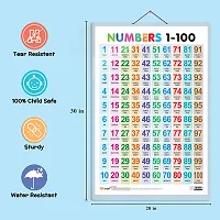 Set of 3 Action Words, Transport and Numbers 1-100 Early Learning Educational Charts for Kids | 20X30 inch |Non-Tearable and Waterproof | Double Sided Laminated | Perfect for Homeschooling.-thumb1