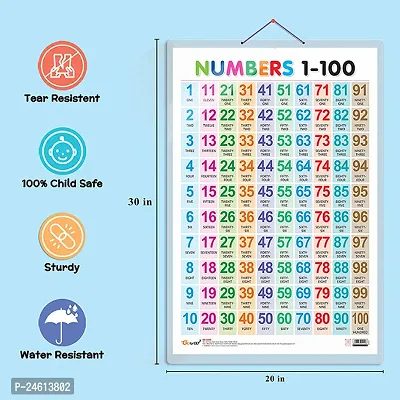 Set of 3 Action Words, Transport and Numbers 1-100 Early Learning Educational Charts for Kids | 20X30 inch |Non-Tearable and Waterproof | Double Sided Laminated | Perfect for Homeschooling.-thumb2