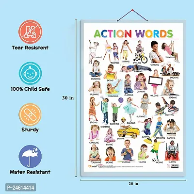 Set of 6 Colours, Shapes, Good Habits, Action Words, TIME and NURSERY RHYMES Early Learning Educational Charts for Kids | 20X30 inch |Non-Tearable and Waterproof,  Double Sided Laminated.-thumb2