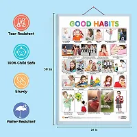 Set of 6 Good Habits, SUBTRACTION, ADDITION, DAILY ROUTINE, PHONICS - 1 and PHONICS - 2 Early Learning Educational Charts for Kids | 20X30 inch |Non-Tearable and Waterproof.-thumb1