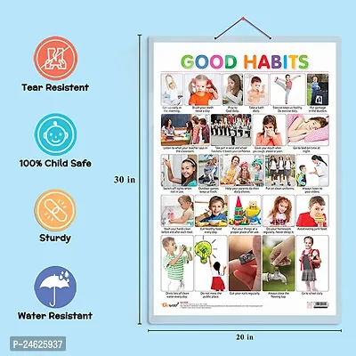 Set of 6 Good Habits, SUBTRACTION, ADDITION, DAILY ROUTINE, PHONICS - 1 and PHONICS - 2 Early Learning Educational Charts for Kids | 20X30 inch |Non-Tearable and Waterproof.-thumb2