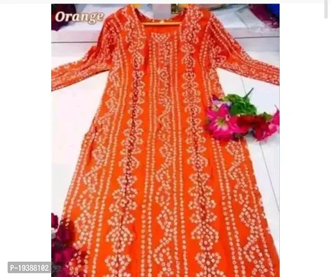 Elegant Viscose Rayon Bandhej Printed Straight Kurta For Women