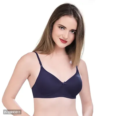 MANSI Full Coverage Padded T-Shirt Bra with Soft Cups and complimentary Straps NavyBlue