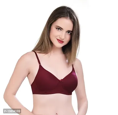 MANSI Full Coverage Padded T-Shirt Bra with Soft Cups and complimentary Straps Maroon