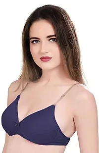 MANSI Bra for Womens/Girls Inner Wear Transparent Strap B Cup Padded Non-Wired Soft Fabric Cotton Solid with Adjustable Straps for Daily Use Comfortable Bra's-thumb1