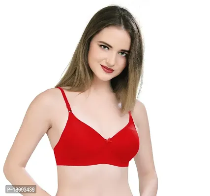 MANSI Full Coverage Padded T-Shirt Bra with Soft Cups and complimentary Straps Red