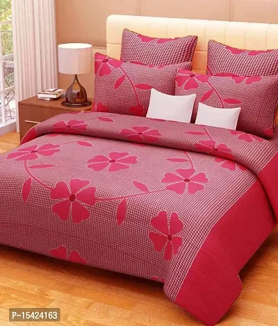 Polycotton Double Bedsheet With 2 Pillow Cover-thumb0