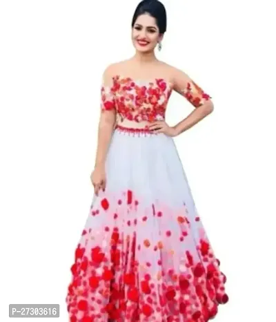 Stylish White Net  Embroidered Lehenga Choli Set For Women-thumb0