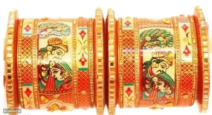 Acrylic (Plastic) with Zircon Or Radha Krishna Pattern Chuda Set For Women and Girls, (Multi), Pack Of 18 Bangle Set-thumb0