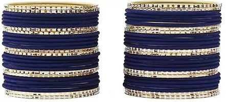 Metal with Cutting Shaped Bangle Set For Women and Girls, (NavyBlue), Pack Of 52 Bangle Set-thumb1