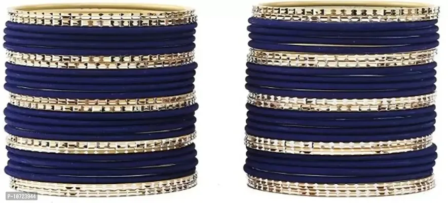 Metal with Cutting Shaped Bangle Set For Women and Girls, (NavyBlue), Pack Of 52 Bangle Set-thumb2