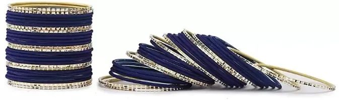 Metal with Cutting Shaped Bangle Set For Women and Girls, (NavyBlue), Pack Of 52 Bangle Set-thumb2