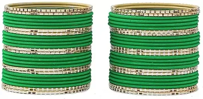 Metal with Cutting Shaped Bangle Set For Women and Girls, (T.Green), Pack Of 52 Bangle Set-thumb1