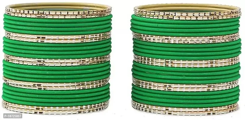 Metal with Cutting Shaped Bangle Set For Women and Girls, (T.Green), Pack Of 52 Bangle Set-thumb2