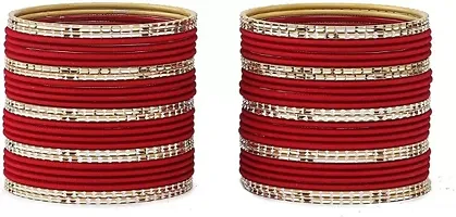 Metal with Cutting Shaped Bangle Set For Women and Girls, (Maroon), Pack Of 52 Bangle Set-thumb1