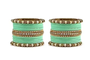 Metal with Beads worked Bangle Set For Women and Girls, (Sentro), Pack Of 34 Bangle Set-thumb1