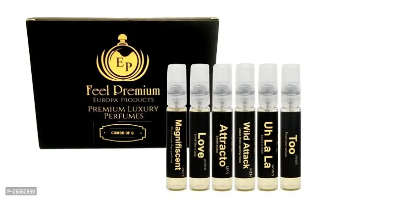 Europa Products Gift Set of 6 Cologne Pocket Perfume Fragrances with Best Scent for Men  Women|| Long Lasting UNISEX Eau De Parfum Body Spray || Ladies  Gents Attar Sampler-thumb0