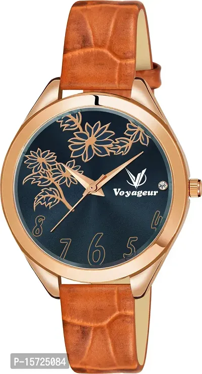 Stylish Navy blue Genuine Leather Analog Watches For Women