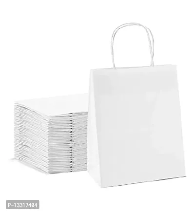 White Paper Bags 9X12X4 Inches 50 Pcs - Shopping Merchandise Retail Paper Carry Bags, Craft Paper Gift Bags - Disposable Recycled Eco Friendly Paper Bags-thumb0