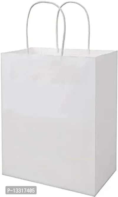 Pack Of 30 Plain White Paper Bags With Twisted Handles Suits In Gifting, Shopping And Food Packing, W G H = 8.5X4X11.5 Inch (Small)