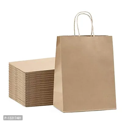 Disposable Kraft Paper Bags 10X14X5 Inches(Brown)25Pcs -Shopping Merchandise Grocery Retail Paper Carry Bags, Craft Paper Durable Diy Gift Bag -Recycled Eco Friendly Paper Bags(25 Pcs)