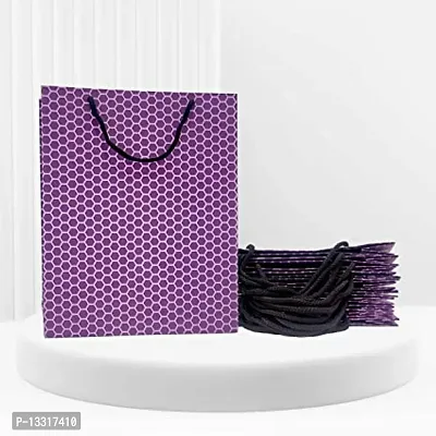 Paper Bags Hex Design Small Size Purple Pack Of 12-thumb0