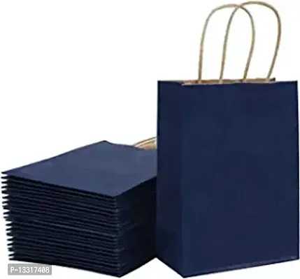Blue Gift Bags - 8X4X10 Inch 25 Pack Shopping Kraft Paper Bags With Handles, Small Craft Totes (Blue)-thumb0