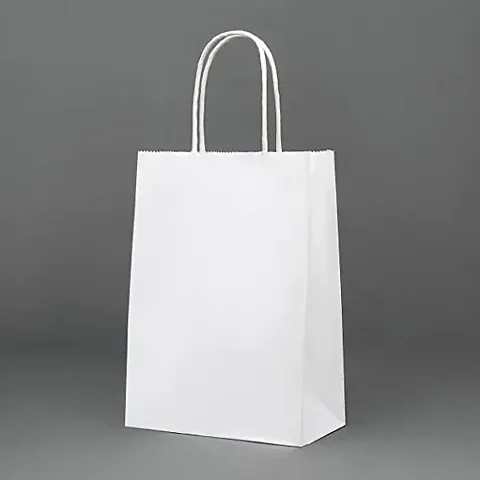 White Kraft Paper Bag - Small 6X8X4 Inches (Pack Of 15 Pcs) Party Favor Goddie Bag, Return Gift Bag, Recycled, Ecofriendly Paper Bag