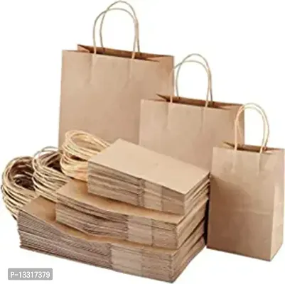 Disposable Brown Kraft Paper Bags Twisted Paper Handles It Is Gifting Or Thank You Bags For Return Gift Shopping Cloths Veggies Packing Capacity Up to 5Kg Size (8 X 11.5 X 4, Pack Of 20)-thumb0