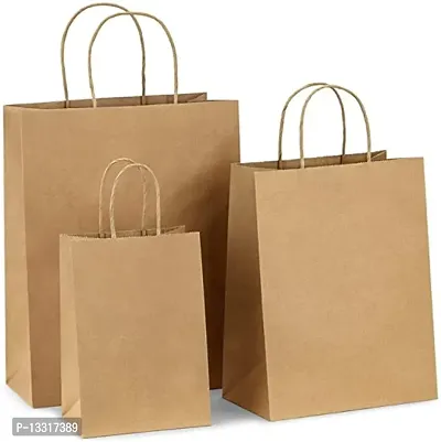 Brown Kraft Paper Bags With Twisted Handles Suits In Gifting, Shopping And Food Packing, W G H = 8.5X4X11.5 Inch Pack Of 25 (Brown, Small)-thumb0