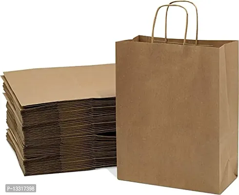 Brown Kraft Paper Bags 12X16X5 Pack Of 50 Pcs - Shopping Merchandise Carry Bags, Gift Bags, Disposable, Recyclable Eco Friendly Paper Bag (100 Gsm Economical)-thumb0