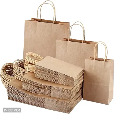 Disposable Brown Kraft Paper Bags Twisted Paper Handles It Is Gifting Bags Or Thank You Bags For Return Gift Shopping Up to 5Kg Size (10 X 15 X 4, 30) Pack Of 1-thumb0
