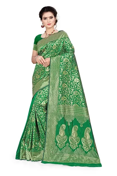 Elegant Banarasi Weaving Soft Silk Saree With Blouse Piece