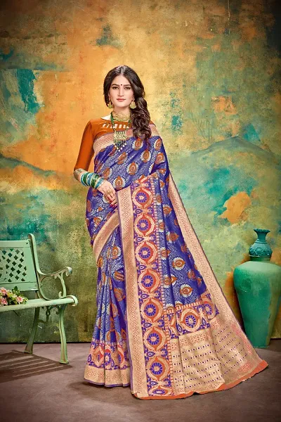 Elegant Banarasi Weaving Soft Silk Saree With Blouse Piece