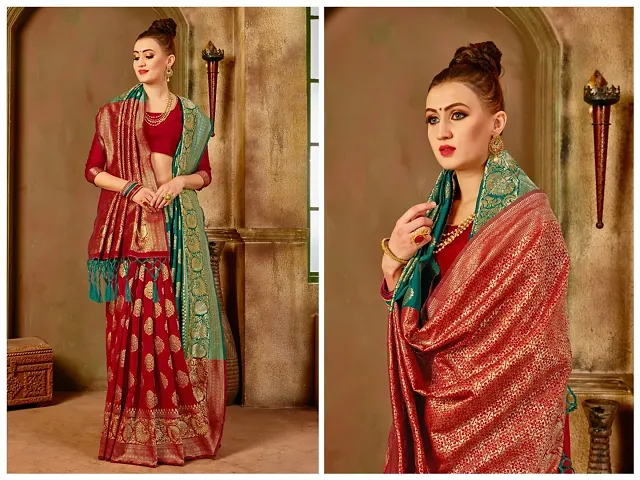 Elegant Banarasi Weaving Soft Silk Saree With Jalar And Blouse Piece